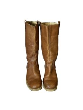 Vintage Tan Leather Campus Square Toe Boots